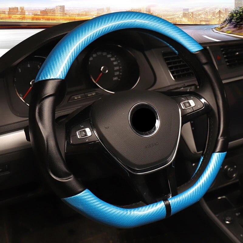 Für VW Golf 7 DERMAY Auto-Lenkradbezug, rutschfest, weiches Mikrofaser-Leder + Innenausstattung aus Kohlefaser