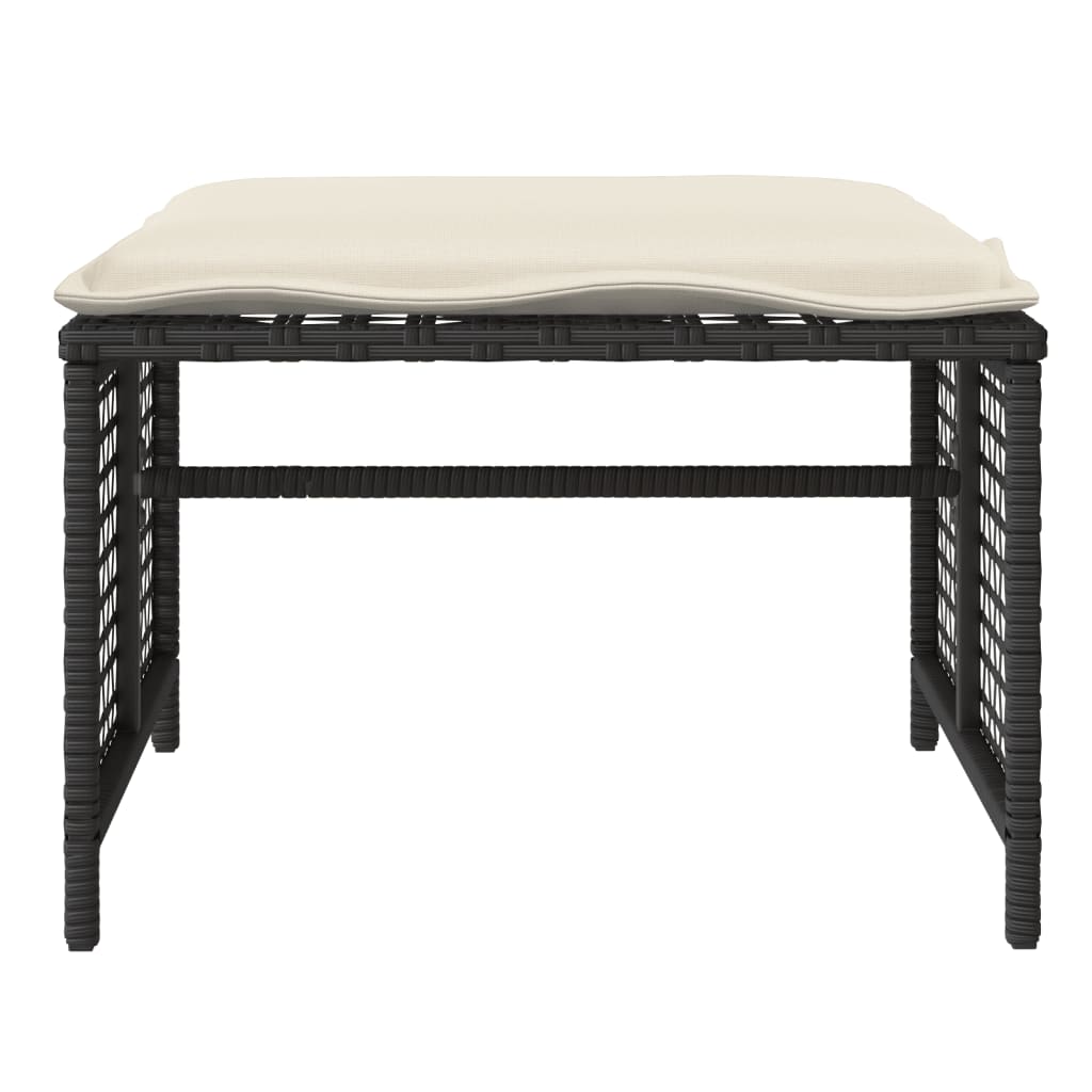 4 Piece Garden Sofa Set with Cushions Black Poly Rattan Glass Table