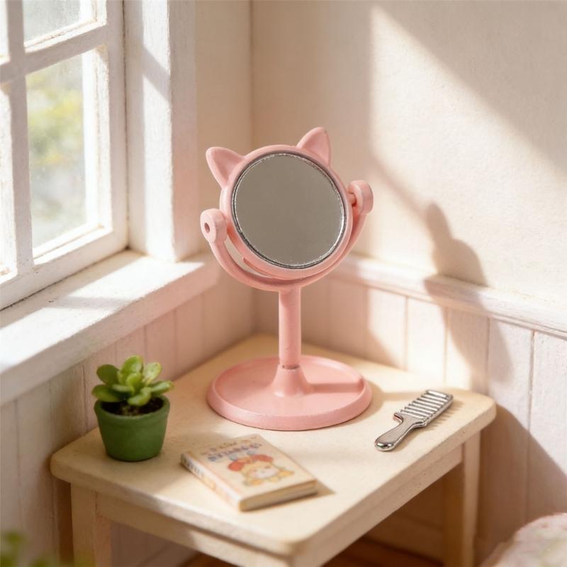 1:12 Scale Doll House Miniature Vanity Mirror With Comb Set For Realistic Scene Setting Decoration Doll Accessories