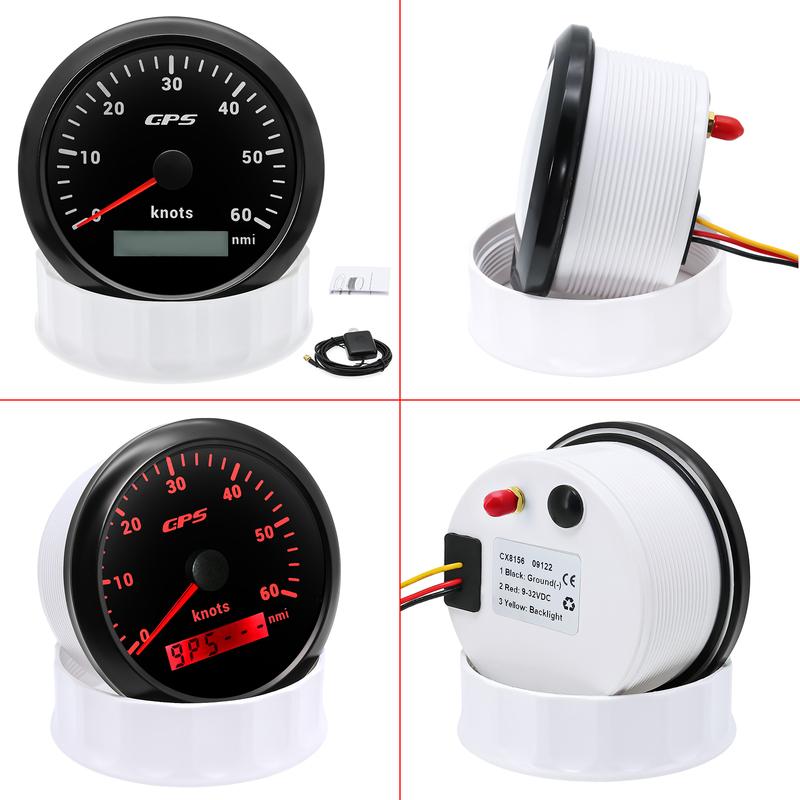 30Knots 60Knots 85mm GPS Speedometer Gauge with Antenna 7 Color Light Speed Meter Odometer Boat Yacht Waterproof 12V24V Custom