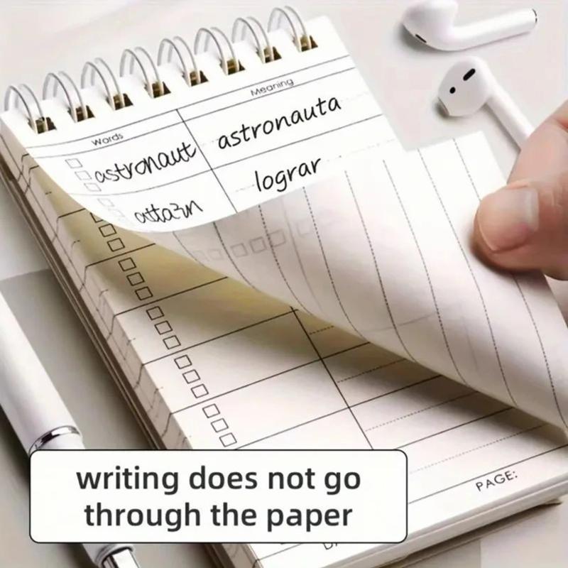 Tragbarer Vokabel-Merknotsblock - Kurzschrift-Spiralheft zur Planung und zum Auswendiglernen mit Abdeckfunktion Gutes Geschenk