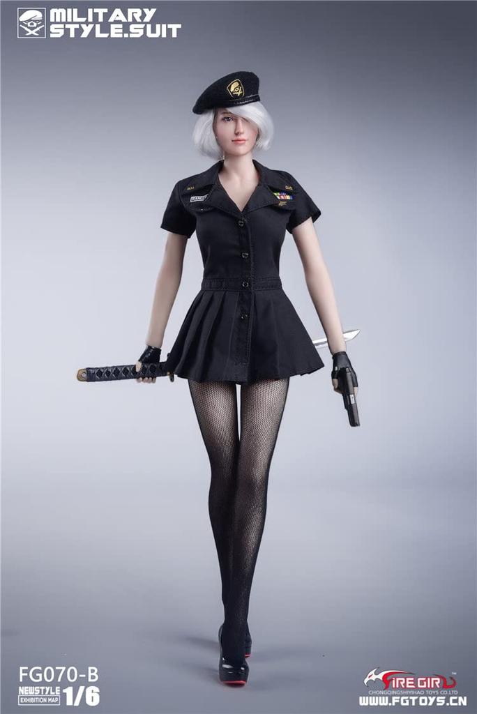 Scale Fire Girl Toys FG070B Nahtlose Schwarze Sexy Militäruniform für Figuren und Waffen Nicht [TOYBARJAPAN] 1/6 US. (Kopf, Körper, Inklusive)