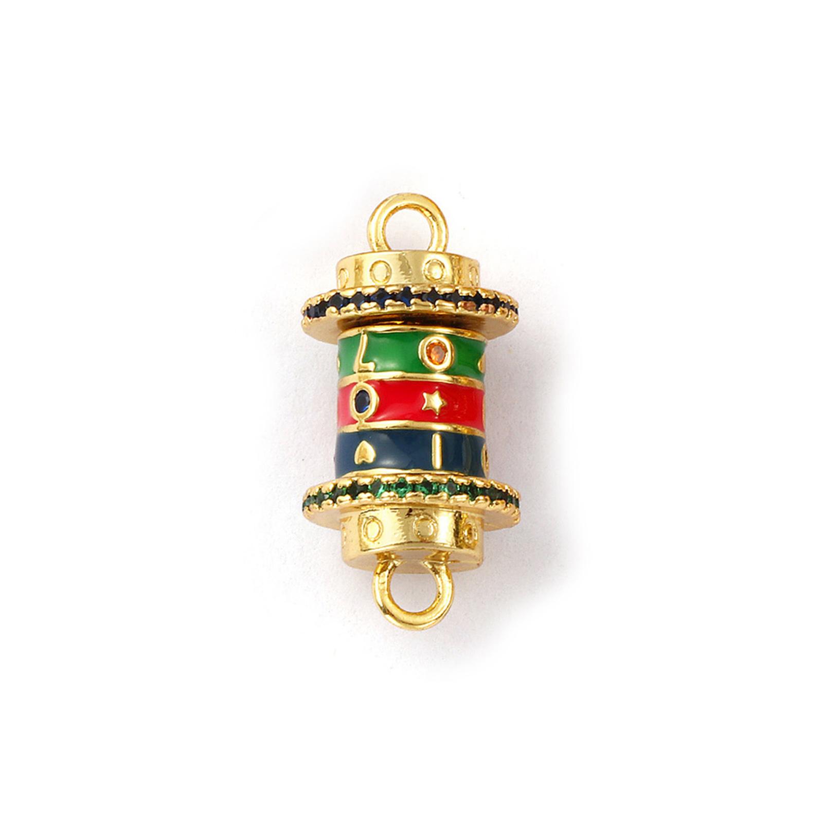 

1 Piece Brass & Cubic Zirconia Connectors Charms Pendants 18K Gold Plated Enamel Cylinder Rotatable DIY Necklace 24mm x 12mm 24x12mm серый