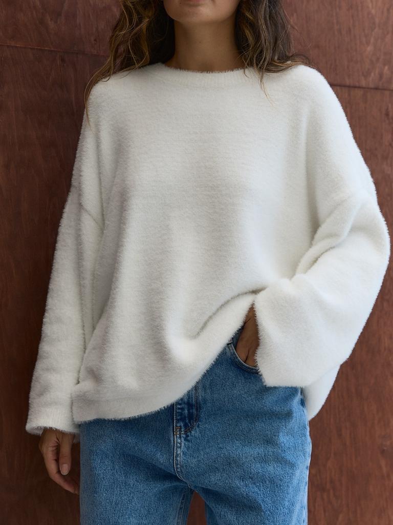 2026 Autumn and Winter New Imitation Mink Loose Crew Neck Sweater Women's Lazy Style Soft Knitted Jumper Hot Sale