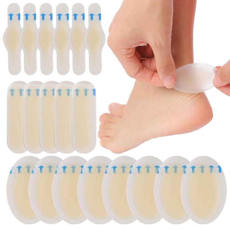 24pcs Hydrocolloid Gel Blister Plasters Heel Stickers Anti-Wearing Pedicure Patches Foot Care Tools Adhesive Blisters Relief
