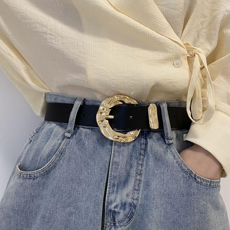 Pu Womens Sleek High Waist Wide Pants Jacket With Decorative Cinch Belt Design