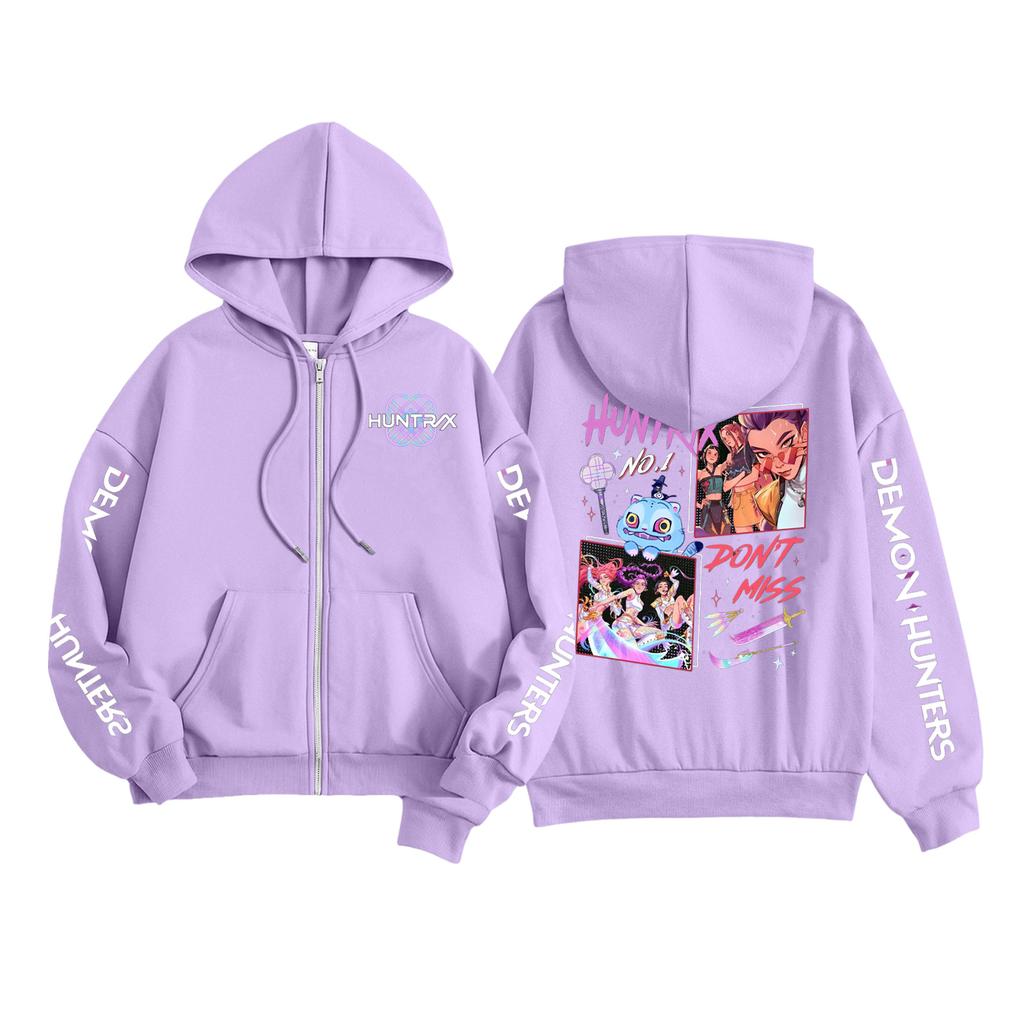 Kids Fashion Women's Lightweight Long Sleeve Zipper Hoodie Printed Hoodie With Pockets