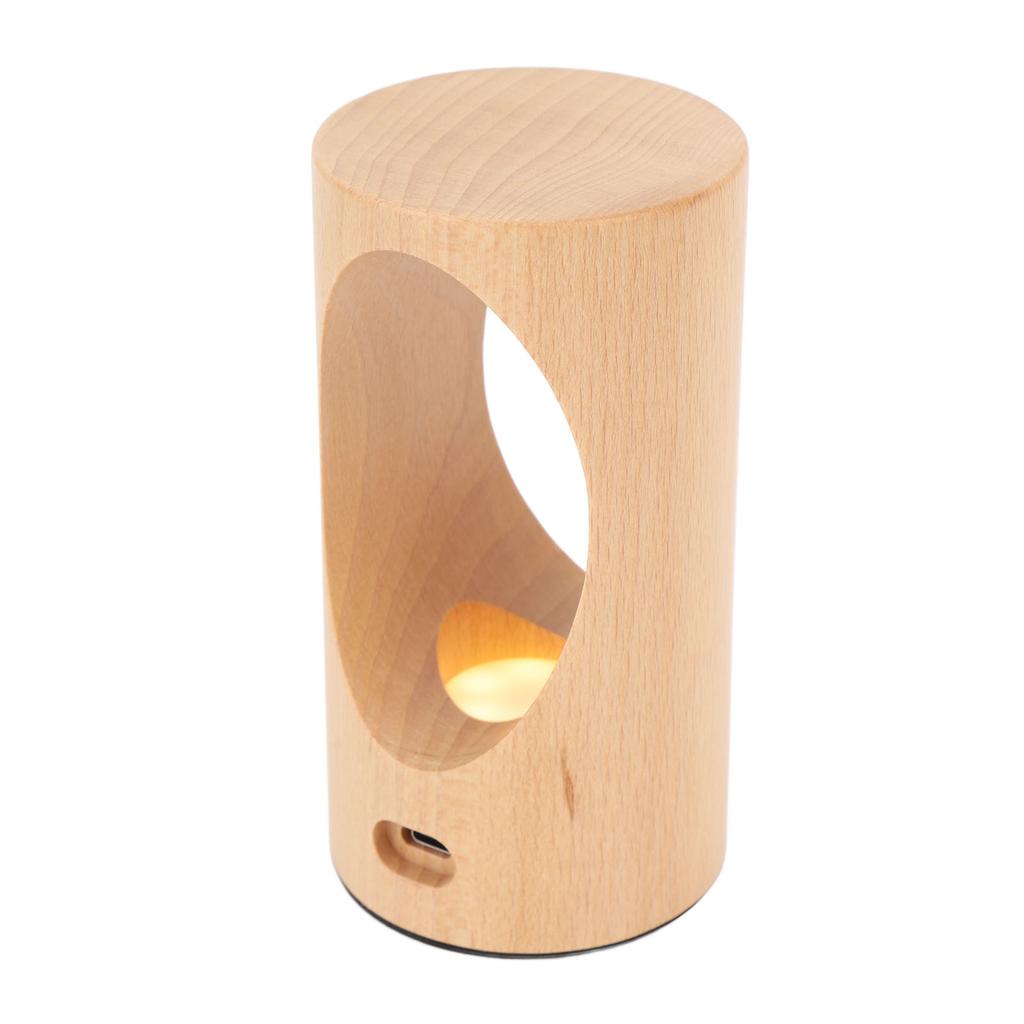 Baby Night Light Rechargeable LED Bedside Dimmable Wooden Table Lamp Kids Touch Lights for Nursery B