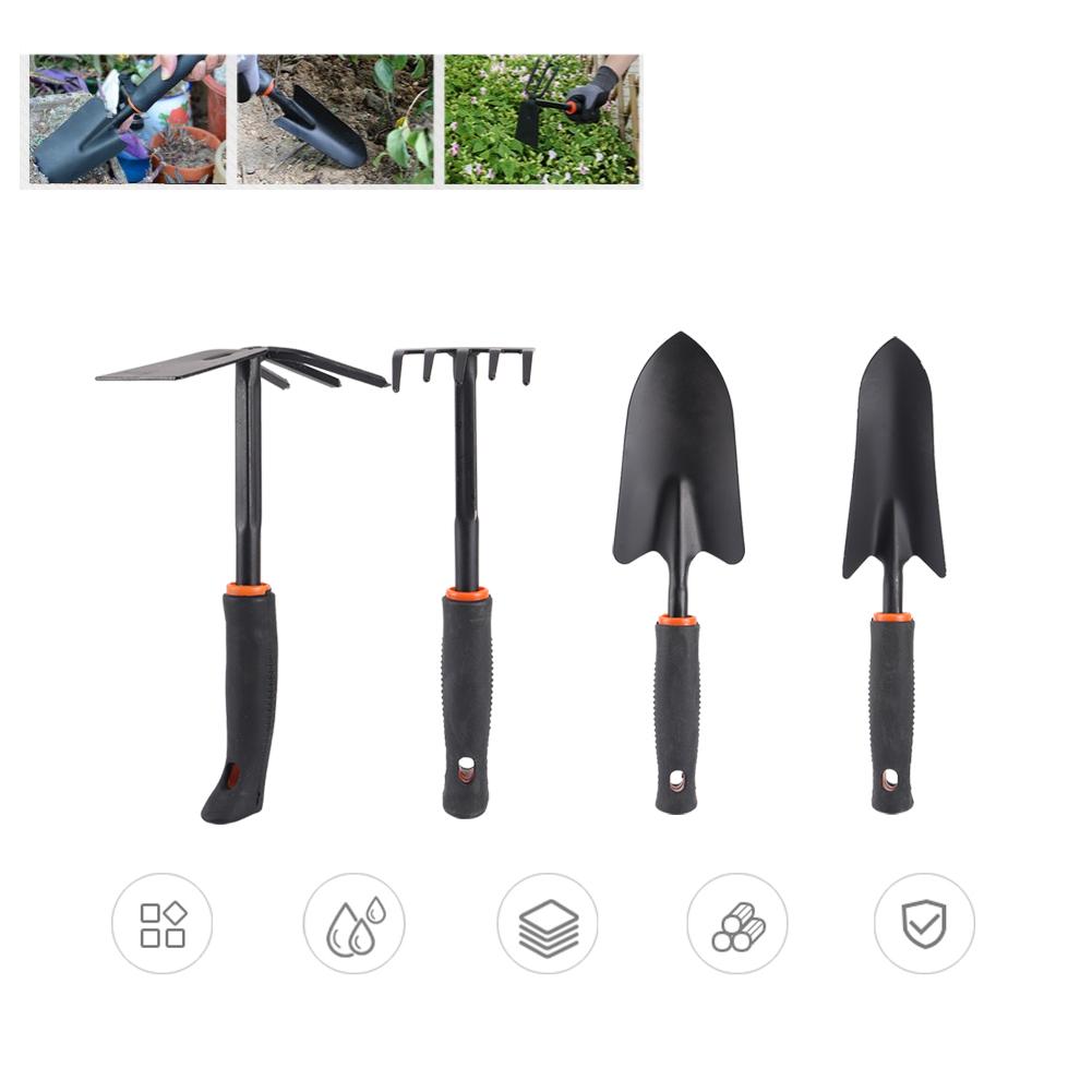 4Pcs Set Thickened Garden Shovel Rake Tool Set Home Gardening Accessories for Flower Planting