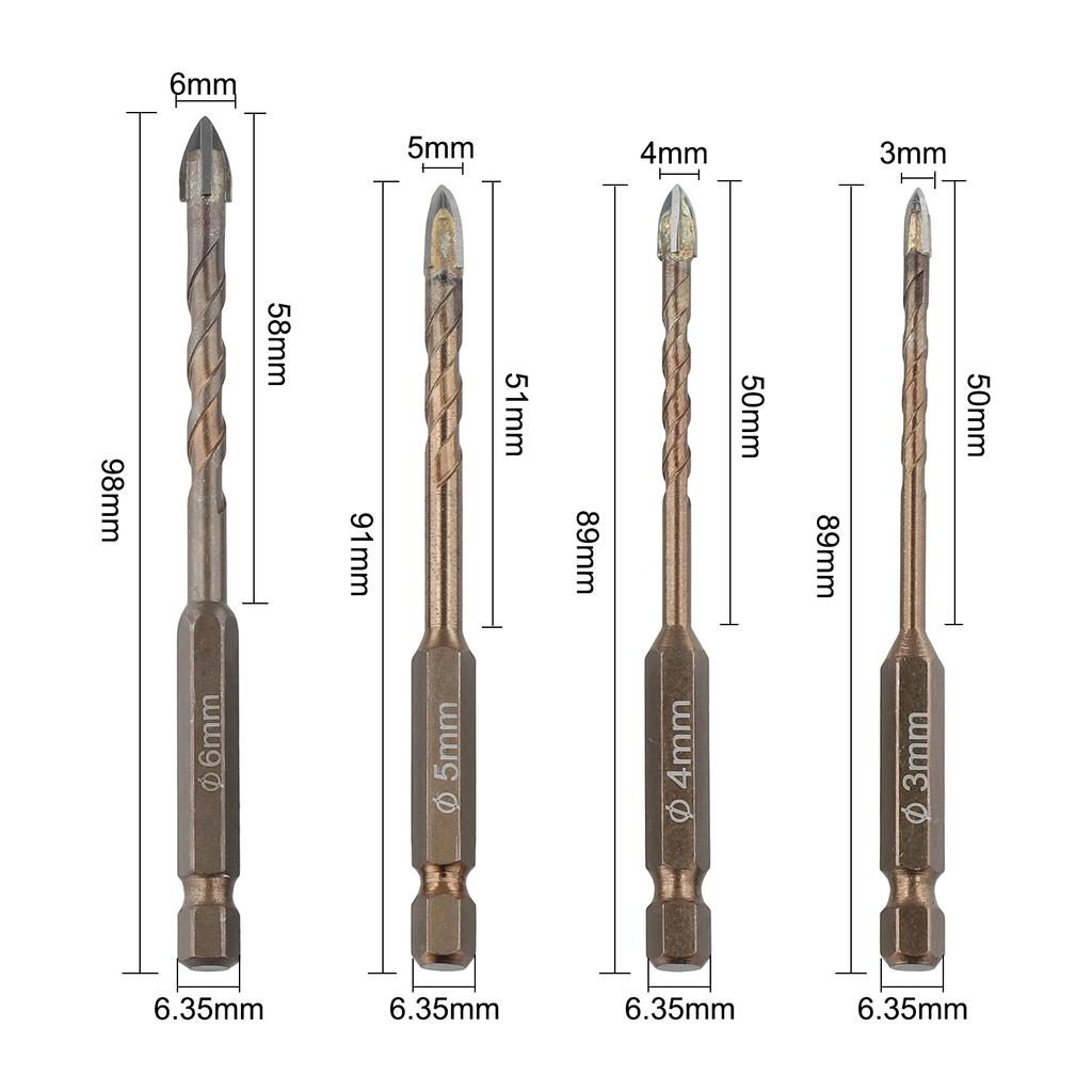 Spiral Wall Drilling Cross Glass Drill Bit Glass Concrete Hole Opener Hard Alloy Triangle Bit DIY Projects For Concrete
