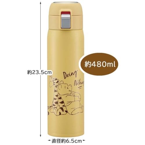 Skater Straw Mug Bottle 480ml Cold Storage Stainless Steel Water Bottle Disney Winnie the Pooh Relax One Touch Open STOT5ST-A