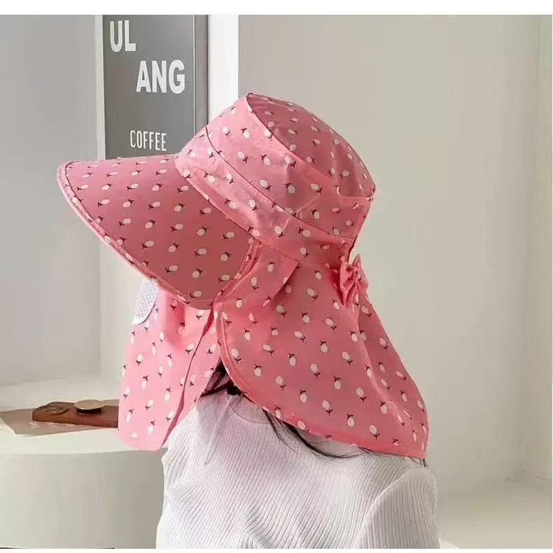 Women's Sun Protection Wide Brim Hat with Face Mask - UV Protection for Summer Activities