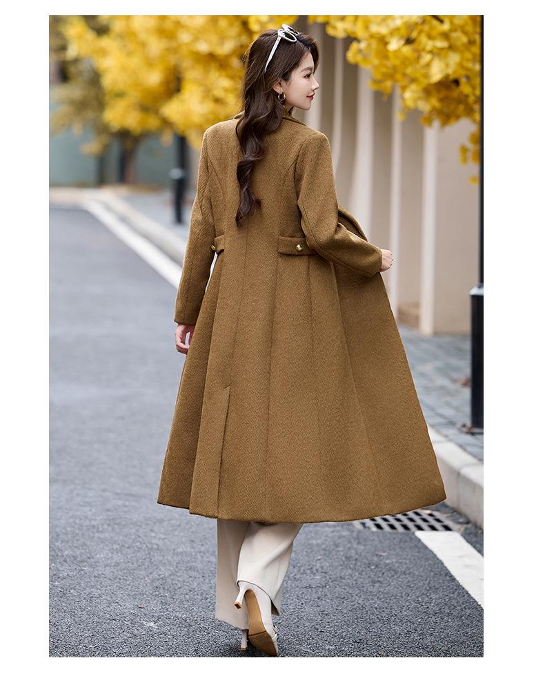 Women's Double-Breasted Lapel Wool Coat - Autumn/Winter Korean Fashion