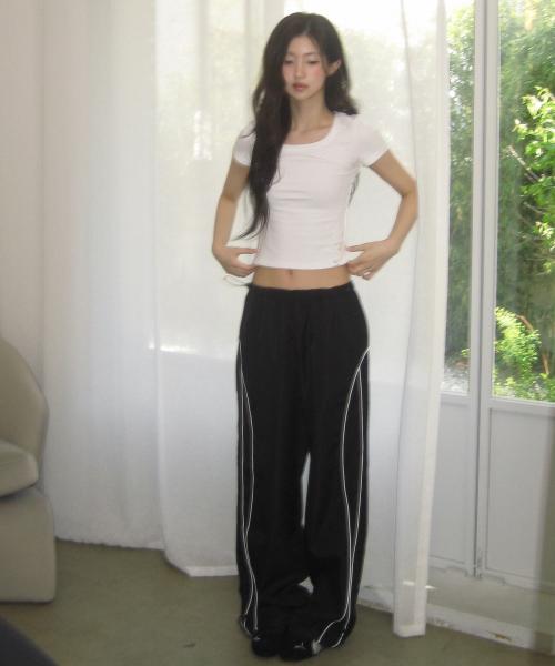 Beojinkiseu Pipe Side Line Track Pants - Black