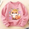 Kids Crewneck Long Sleeve Sweatshirt, Soft Cute Healing Bow Little Fox Print, Warm Comfortable Top