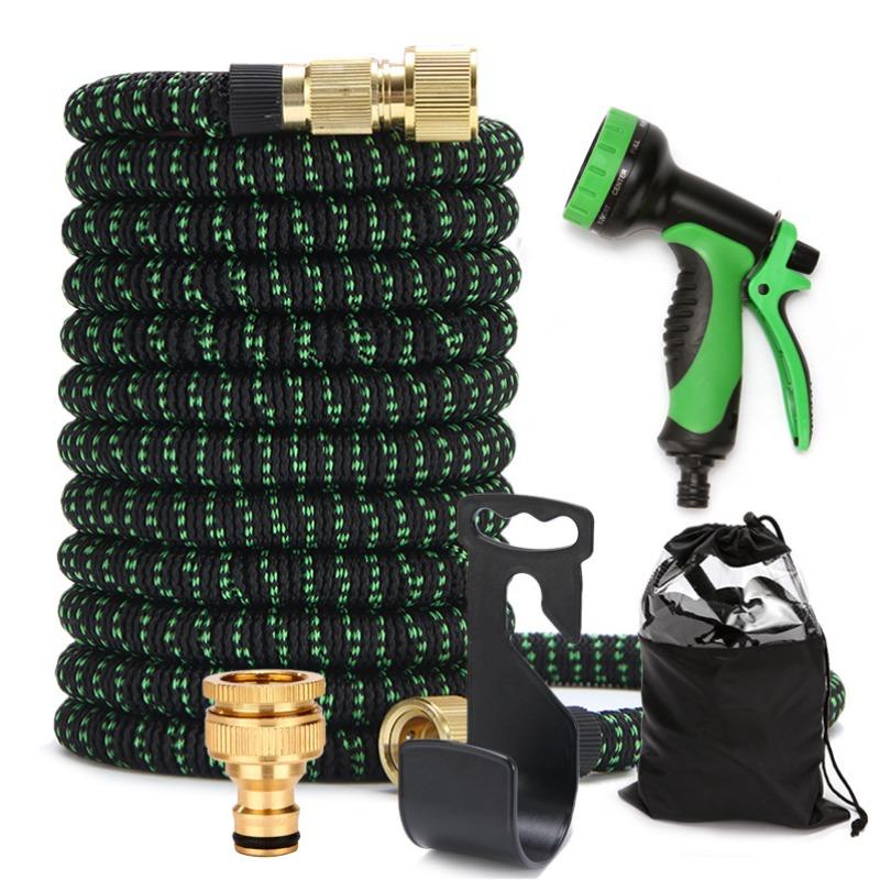 Garden Plastic High Pressure Car Wash Water Pipe Magic Automatic Telescopic Hose with Water Gun Set for Gardening Watering (as the picture,25FT)