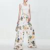Amerikanischer Stil Vintage Sommer Damen Straight Jeans Druck Taschen Hohe Taille Mode Lässig Locker Weites Bein Loch Weiß Hosen