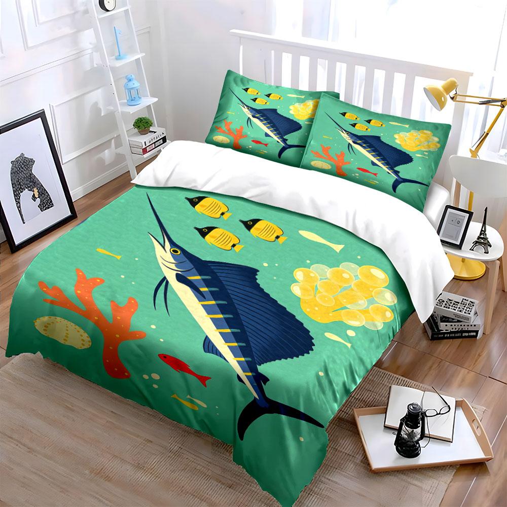 Fish and coral design. Bedding sets Duvet cover sets Duvet covers Pillowcases(1* Duvet Cover 2* Pillowcases without duvet insert)