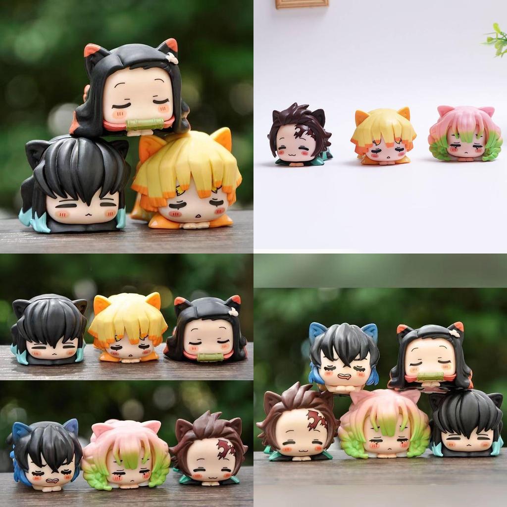 High-quality Pvc Demon Slayer Collectible Figures Set Of Six With Tanjiro Nezuko Zenitsu