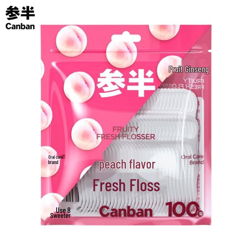 Canban Peach Flavored Dental Floss Picks, 100 Count