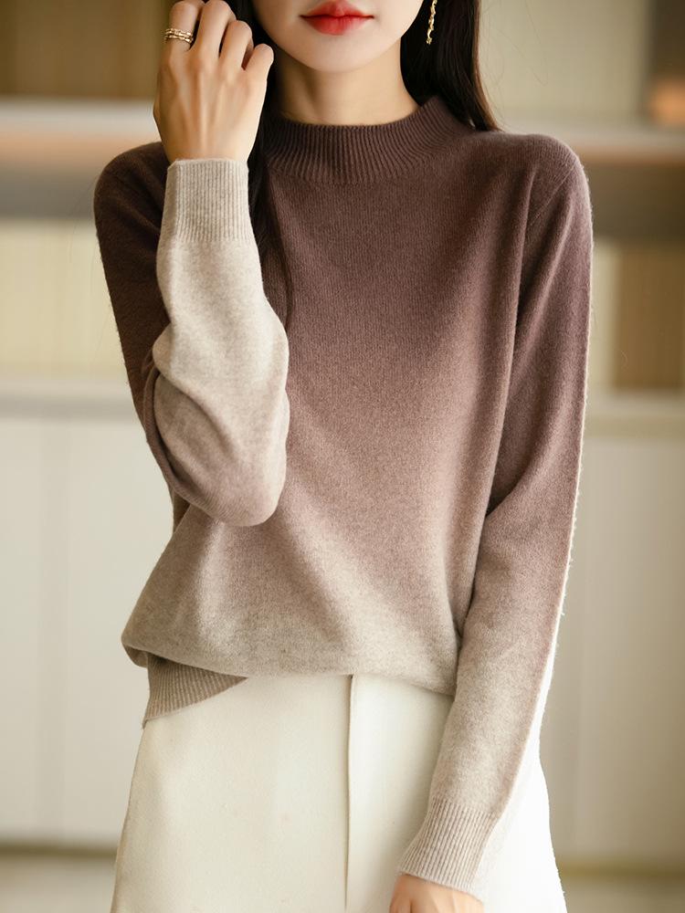 2024 Autumn/Winter Gradient Color Women's Velvet Loose Knit Pullover Sweater