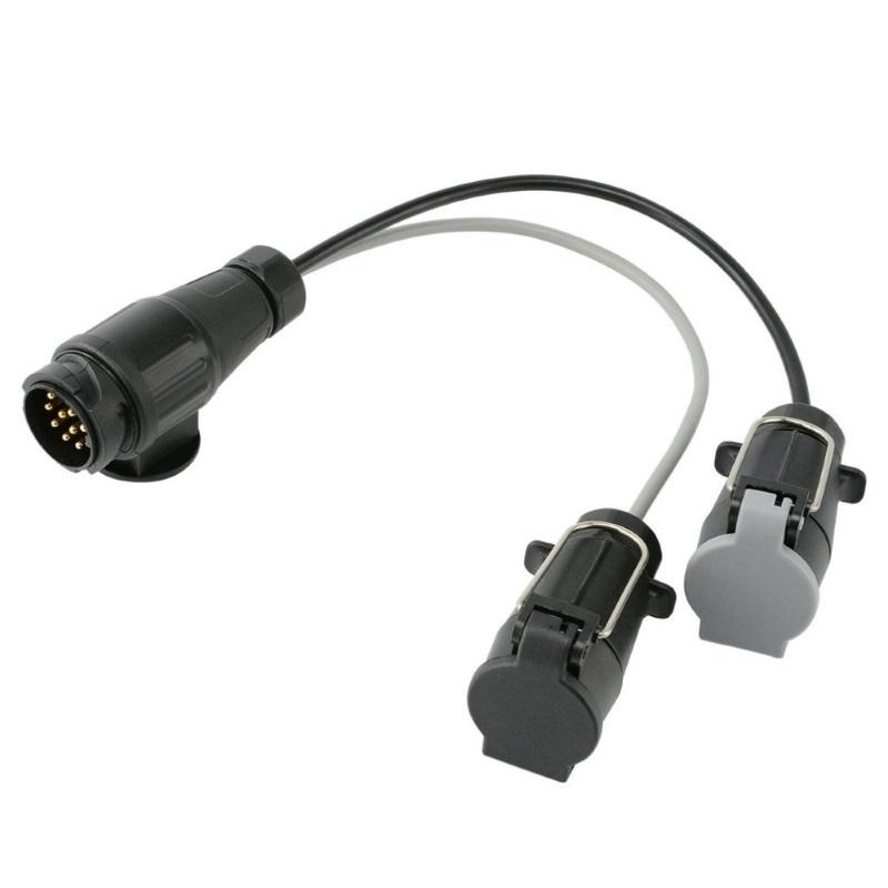 13 Pin To Double 7 Pin Adaptor Trailer Extension Lead Caravan Towing Socket Plug Board Connectors Car Accessories