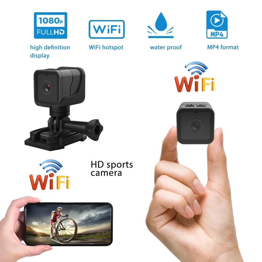 1080P HD Portable Sports Mini Camera with Hotspot WiFi Waterproof Camera, Motorcycle and Bike Driving Recorder