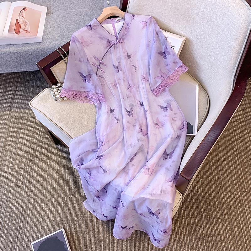 Vestido cheongsam chino retro de talla grande para mujer, estilo nacional, para jóvenes