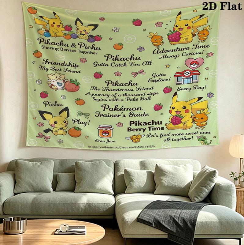 Pokemon Wall Tapestry Aesthetic Wall Hanging Printed Fabric Blanket Decorative Tapestries For Bedroom Living Room Home Decor