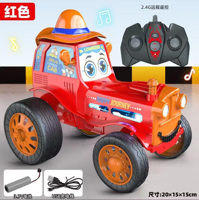New Unique Dance Stunts Train Remote Control Car Lighting Music Swinging Flipping Charging Children'S Toy Car  Swinging Stunt