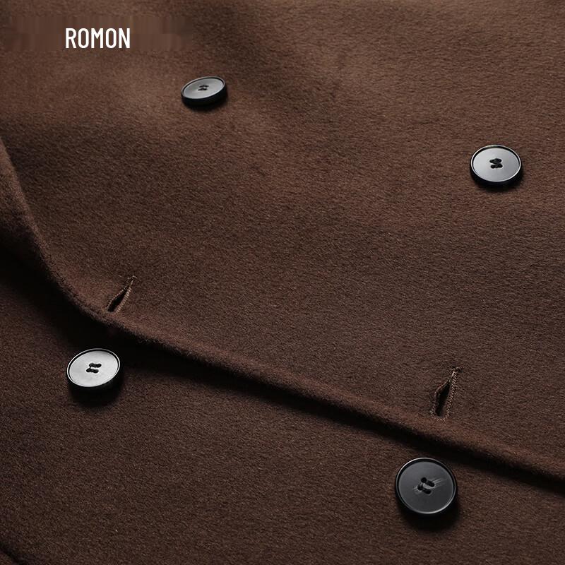 Luomeng Men's 70% Wool Double-Breasted Mid-Length Overcoat