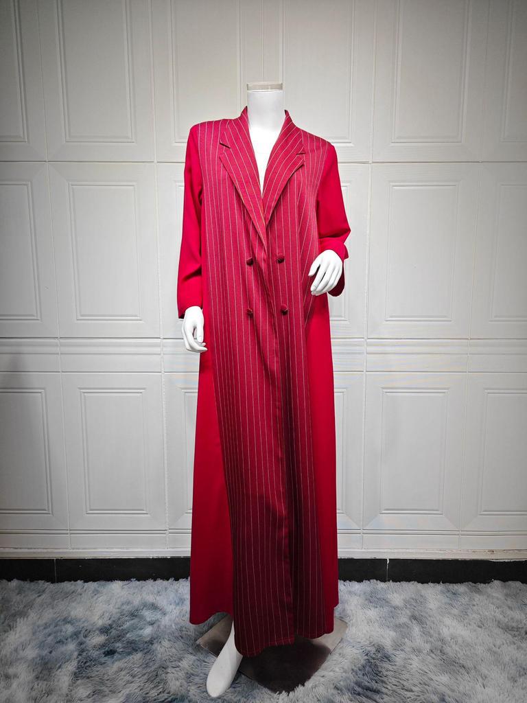 MQ182 Bescheidene Sommer Damen Farbblock Streifen Vielseitige Lange Abaya Robe