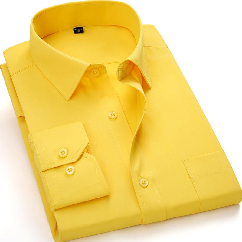 Pánská košile s dlouhým rukávem 8XL jednobarevná do práce, kanceláře, business, klasická košile s dlouhým rukávem pro muže, ležérní bílá pánská košile