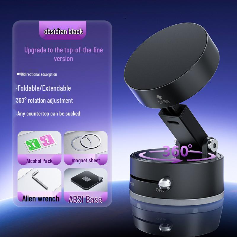 Folding Telescopic Magnetic Phone Holder with Rotating Suction Cup for Outdoor Use