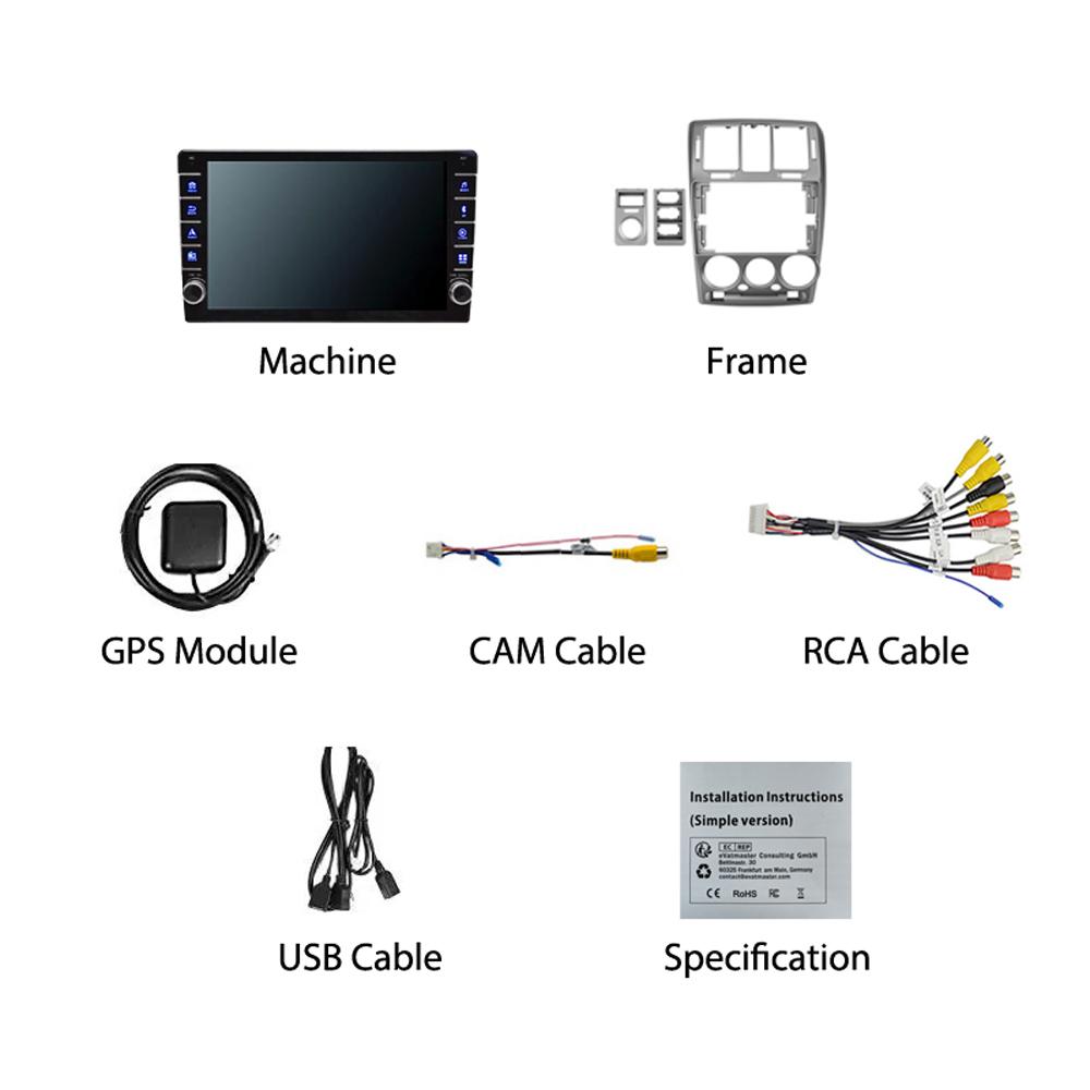 WIFI Bilradio Stereo Multimedia For Hyundai Getz 1 2002-2011 Med knappeknapp Android 2Din GPS Navi Auto 1+16GB
