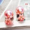1 Pairs Fashion simulated pearl ball Earrings flower hiphop two side Jewelry Double side Stud Earring