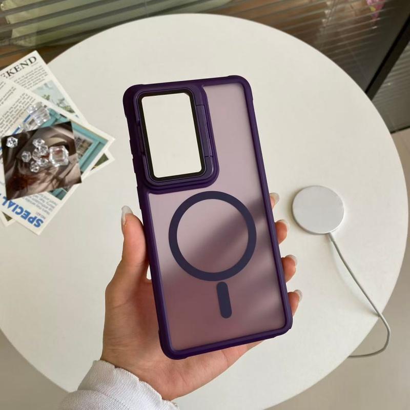 Luxury Translucent Armor Camera Flip Phone Case For Samsung Galaxy Case For Samsung S26 S25 S24 S23 Plus Ultra FE Magnetic Cover