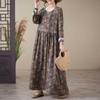 Printed Round Neck Loose Plus Size Long Sleeve Plus Cover Up Dresses