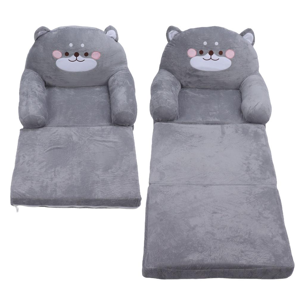 Kids Sofa Cartoon Gray Dog Foldable Wide Handle Soft Breathable Toddler Chair for Reading Rela