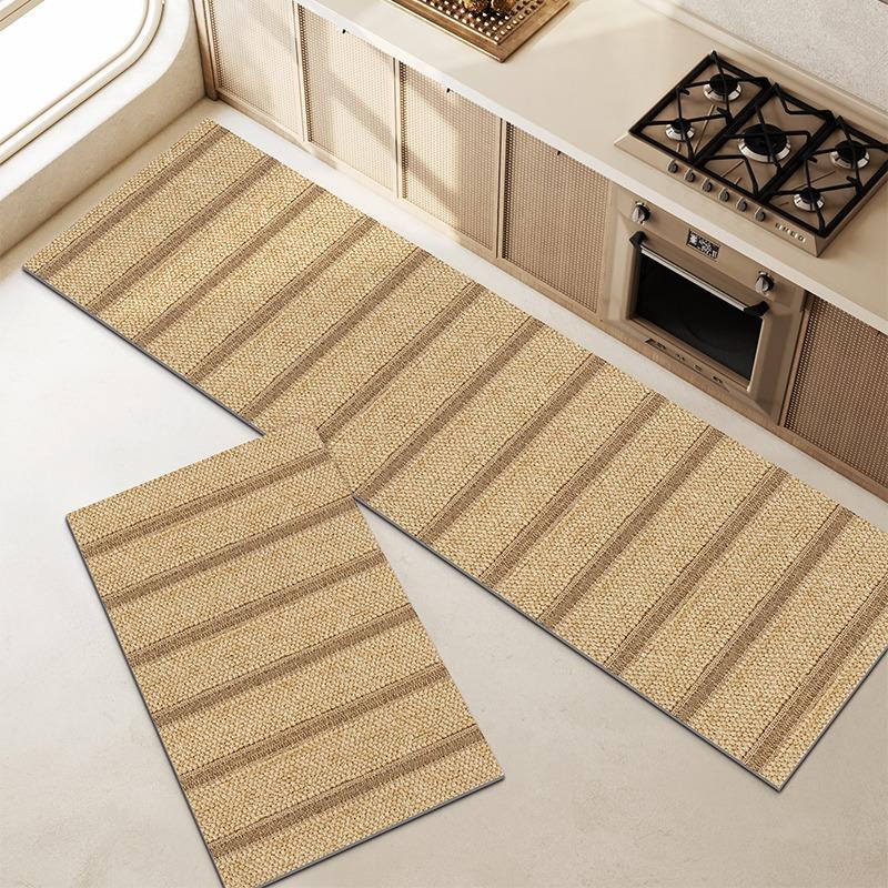 Kitchen Mat Modern Minimalism Long Strip Runner Rug Non-slip Anti-fouling Oil-proof Kitchen Carpet Home PVC Leather Washable Mat