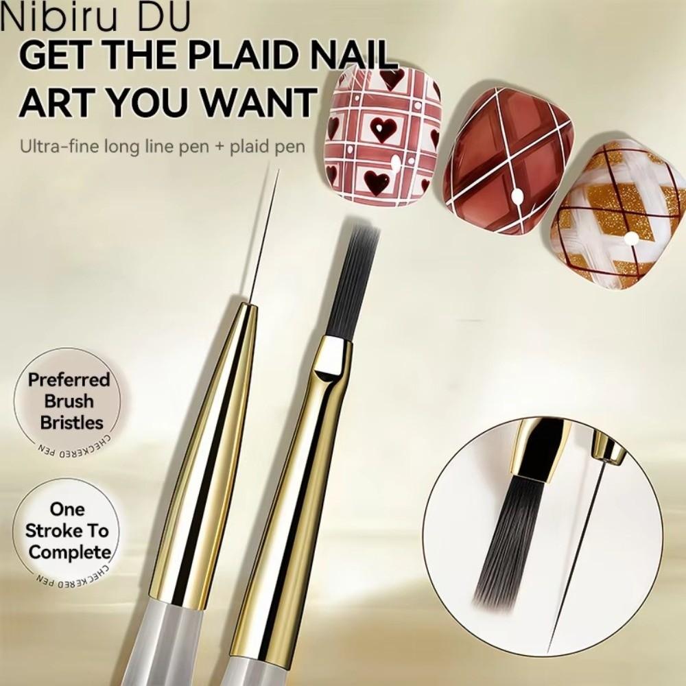 Artă pentru unghii DIY Pensulă pentru artă pe unghii Linii tartan Stilou pentru sculptură și punctare Pensulă nouă pentru desenat Pictură