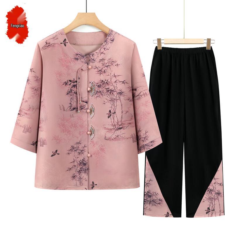 Women s Chinese Style Summer Floral Two-Piece Set 2XL