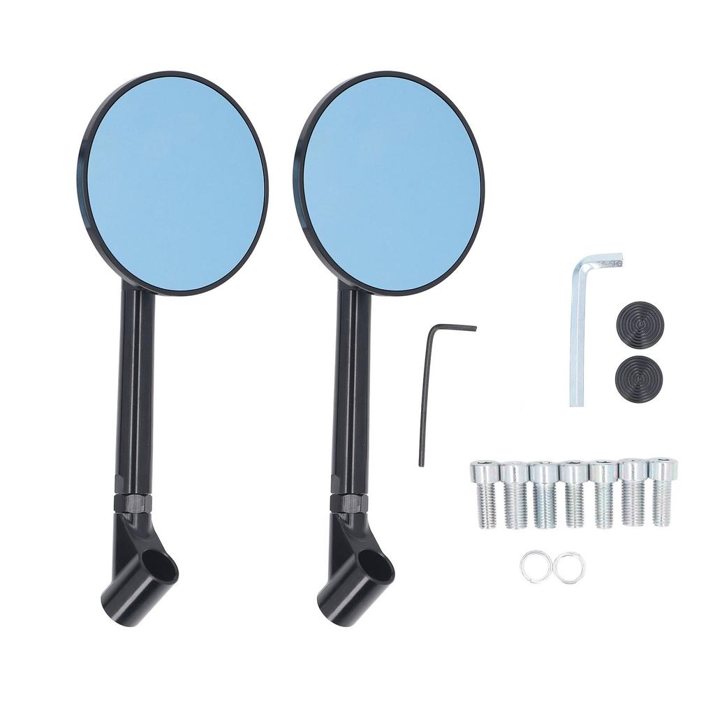1 Pair Motorcycle Rearview Mirror 60mm Retractable Blue Retro Style Handlebar Reflective Mirrors