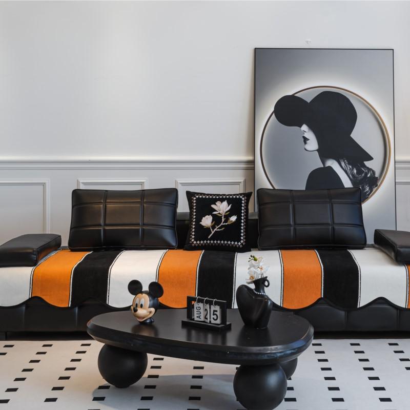 Irregular Striped Sofa Cushion Non-Slip All-Season Straight Fit One-Piece Unique Design Slip-Resistant Elegant Home Decor