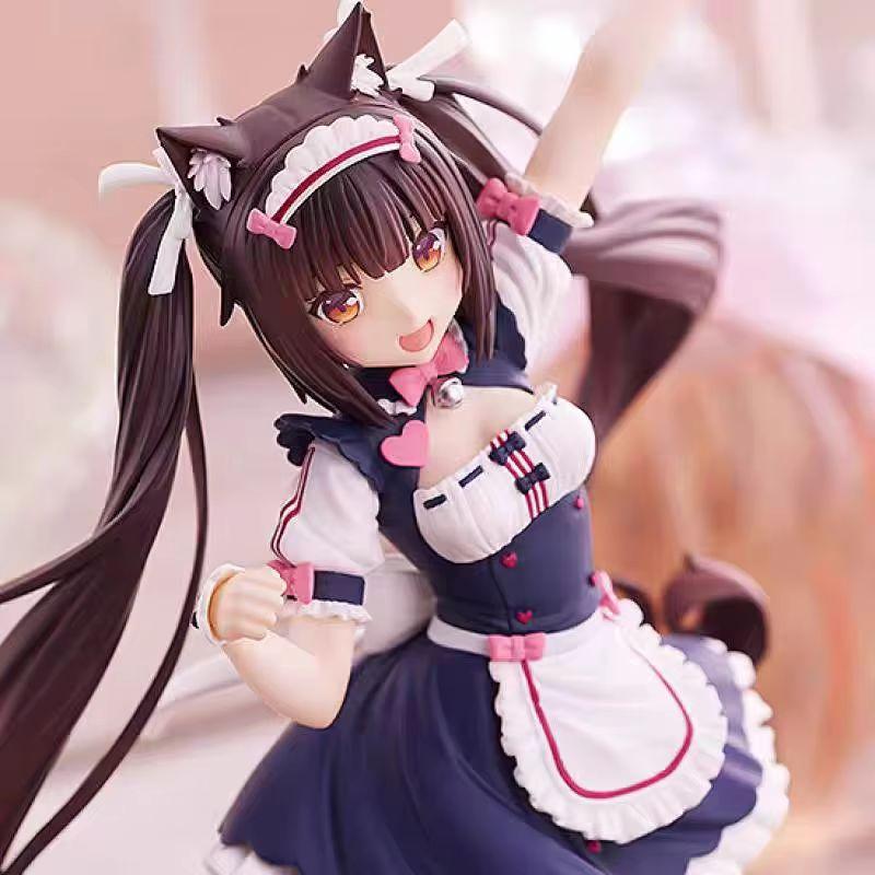 Kawaii Nekopara Chocola Vanilla Figurine Cat Maid Anime Character Models Garage Statue Desktop Ornaments Gift For Anime Fans