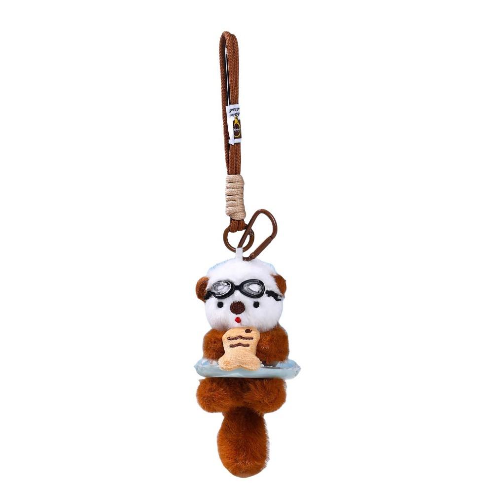 Animals Doll Cartoon Pilot Otter Keychain Keys Accessories Panda Puppy Plush Doll  Students