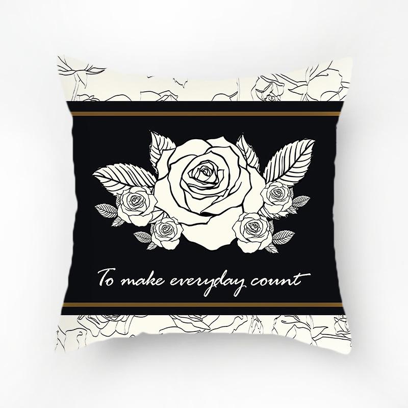 Black Creative Flower Bowtie Digital Printing Short Plush Pillow Covers For Car Sofa Office Cushion Cover Home Goods 60X60Cm