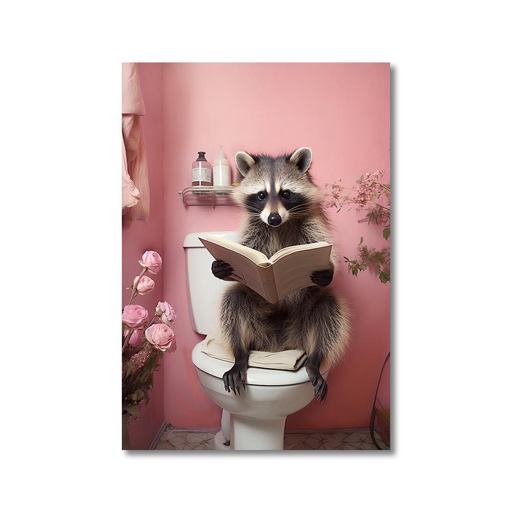 Funny Animals Toilet Canvas Painting Prints Gorilla Elephant Cat Dog Wall Art Poster Picture for Bathroom Room Home Decoration