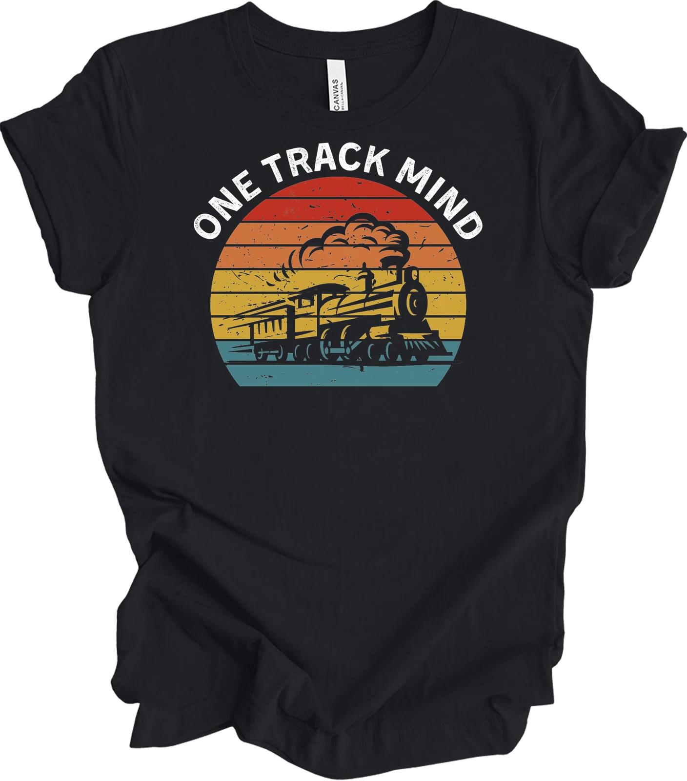 One Track Mind Retro Train Lover T shirt | Vintage Railfan Gift 3XL