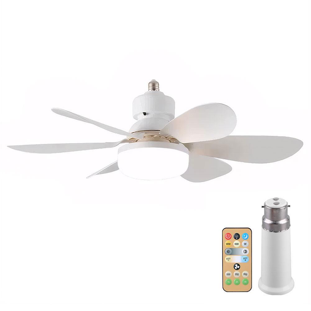 40/52cm LED Socket Fan Light Screw Ceiling Fan with Light and Remote, E27 Socket Fan with LED for Bathroom, Bedroom, Kitchen